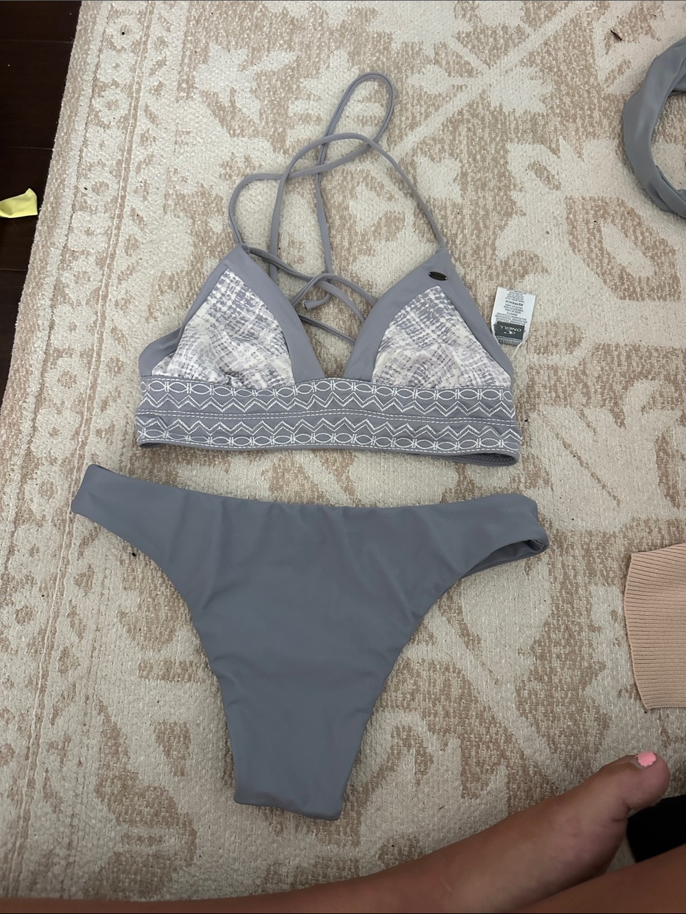 O'Neill Light Gray Strappy Two-Piece Bikini Set